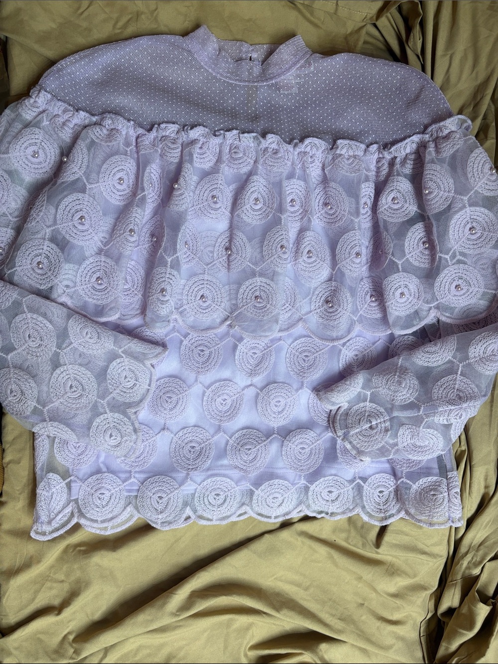 Vintage Women's Lace Overlay top - Lilac